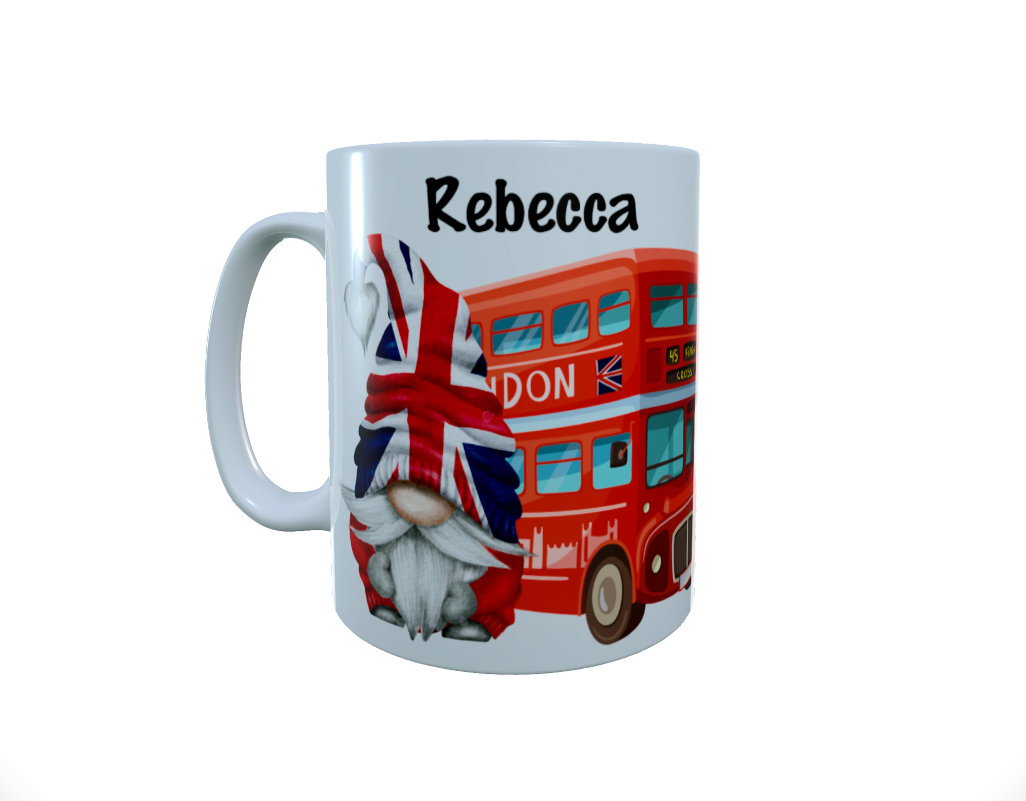 Union Jack Gnome Ceramic Mug, United Kingdom Gnome - Click Image to Close